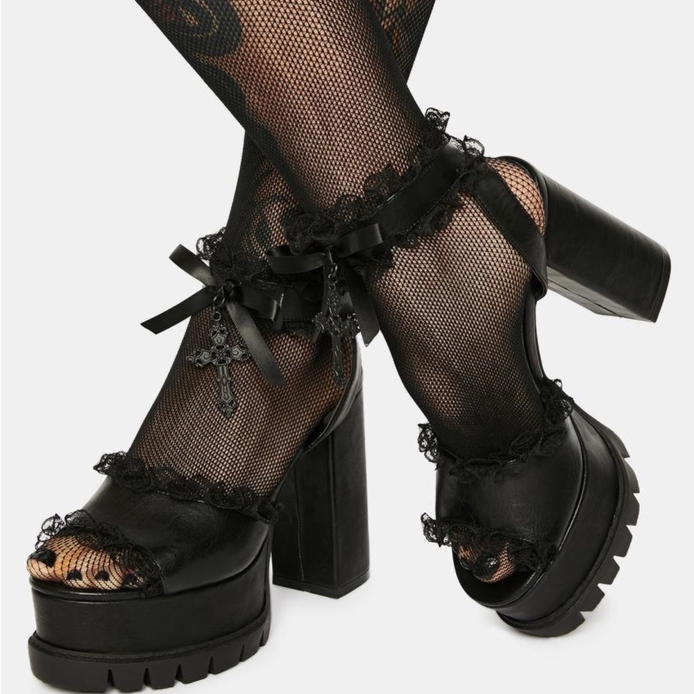Widow Before Dawn Lace Platform Sandals